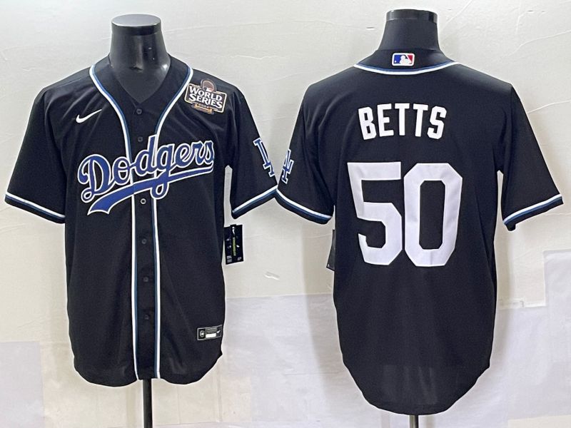 Men 2025 Los Angeles Dodgers #50 Betts Black Three generations Fashion Nike MLB Jersey style 7049